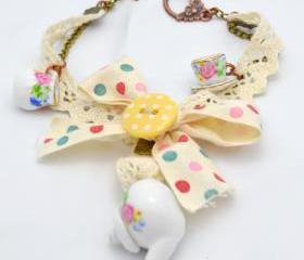 Shabby chic Time for tea charm bracelet - 