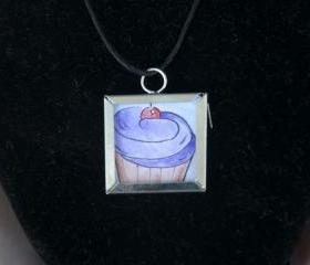 Cupcake Pendant on Black Cord