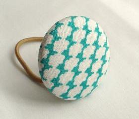 Ponytail Holder, Teal Clouds