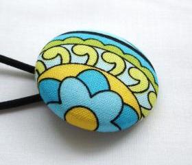 Ponytail Holder, Turquoise Yellow Lime 