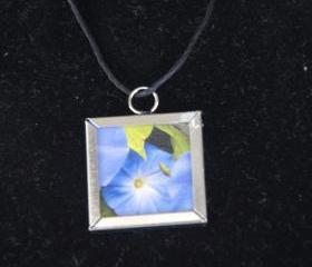 Morning Glory Pendant on Black Cord