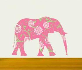 Nursery Walls Pink Elephant Vinyl Decal Sticker