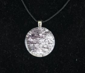 Black and White Texture Pendant on Black Cord