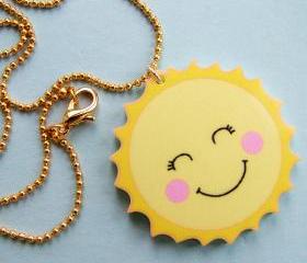 Happy Sun Acrylic Summer Necklace - Childrens Character Necklace