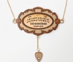 Large Ouija Board Pendant and Gold Chain Necklace