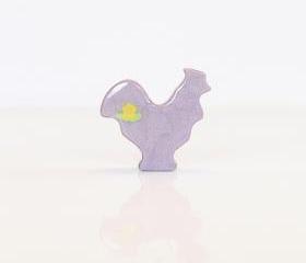Lilac Rooster Figurine with Yellow Flowers