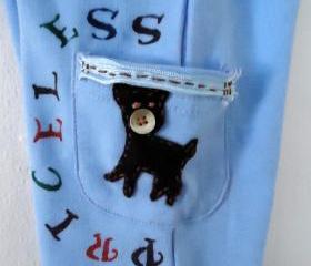 Baby Boy Pants Hand Embroidered With Animals And Cute Saying