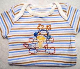 Sock Monkey Onsie Hand Embroidered For Newborn Boy