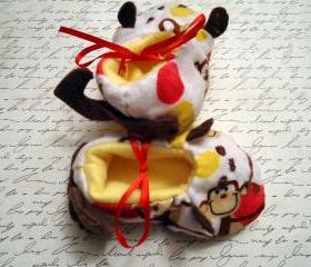 Fabric Monkey Booties UNISEX In Sizes 0 to 18 Months