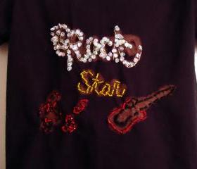 Rock And Roll Shirt Black Hand Beaded Toddler Size 2 to 4