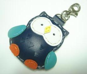 Lovely Fanny the Owl Leather Charm ( Dark Blue )