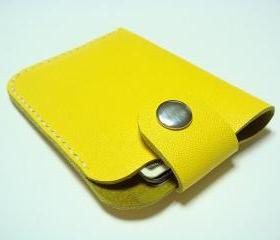 Men / Women Leather Cardholder ( Yellow )