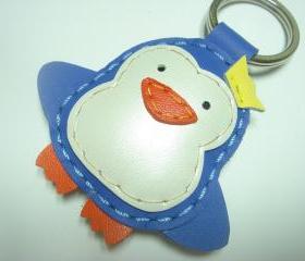 Perry the Penguin Leather Keychain ( Blue )
