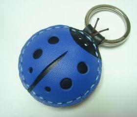 Penny the LadyBug Leather Keychain ( Blue )