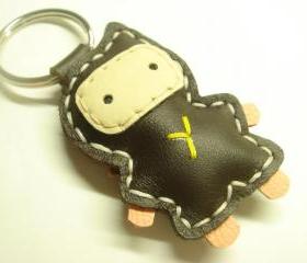 Lovely Taka the Ninja Leather Keychain ( Dark Brown )