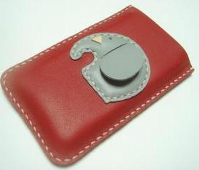 Laura the elephant iPhone Leather Case ( Red )
