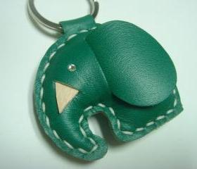 New Laura Elephant Leather Keychain ( Dark Green )