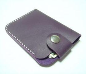 Men / Women Leather Cardholder ( Purple )