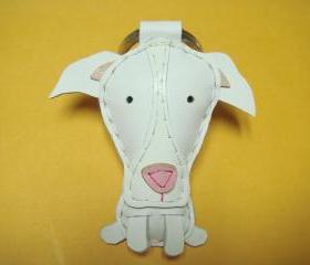 Elle the Great Dane leather keychain ( White )