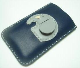 Laura the elephant iPhone Leather Case ( Dark Blue )