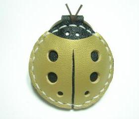 Penny the LadyBug Leather Keychain ( Metallic Gold )