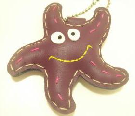 Sandy the Starfish Leather Bag Charm ( Purple )