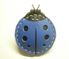 Penny the LadyBug Leather Keychain ( Blue )