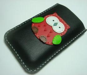 Fanny the Owl iPhone leather case ( Black and red )