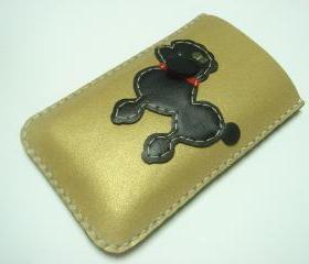Siqi the Poodle iPhone Leather Case ( Metallic Gold / Black )