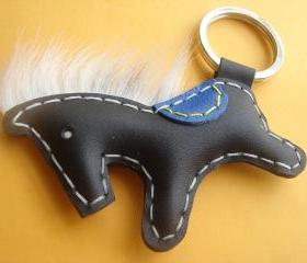 Beon the Horse Leather Keychain ( Black )
