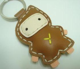 Lovely Taka the Ninja Leather Keychain ( Brown )