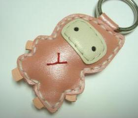 Lovely Taka the Ninja Leather Keychain ( Metallic Pink )