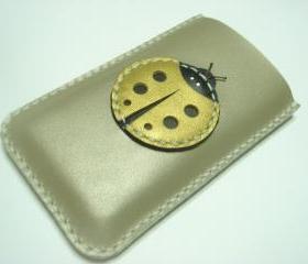 Penny the Ladybug iPhone Leather Case ( Ivory / Gold )