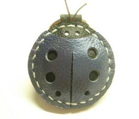 Penny the LadyBug Leather Keychain ( Metallic Blue )