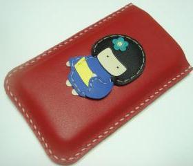 Sakura the Geisha Doll iPhone Leather Case ( Red )