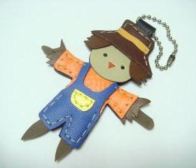 Scarppy the Scarecrow leather charm ( Orange / Blue )