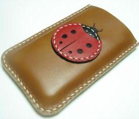 Penny the Ladybug iPhone Leather Case ( Brown and Red )