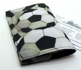 Business Card Holder Mini Wallet - Soccer Balls pattern