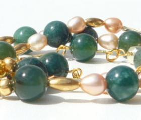 Green and Gold vintage style glamour bracelet