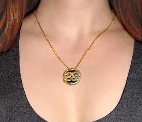 Mini Neverending Story Auryn Pendant and Gold Chain Necklace