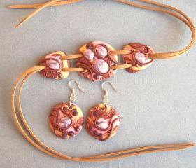 Bracelet and Earrings - Unique handmade set - Universal size - OOAK