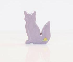 Lilac Fox Figurine with Yellow Flowers