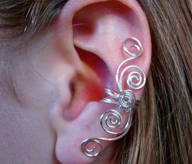 Silver Plated Multi Swirl Ear Cuff 
