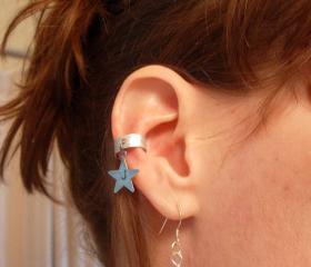 Ear Cuff, Hand Hammered Aluminum with a Personalized stamped metal Star Charm