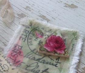 Altered art - MoSAiC canvas tile - French Address and Rose Tile