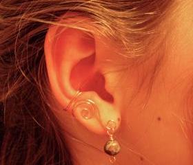 Pair of Copper Ear Cuffs with Genuine Green Quartzite Accent Beads