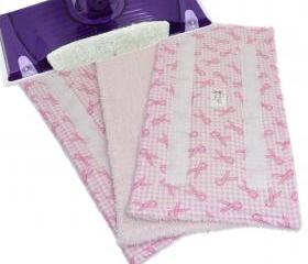 1 Reusable Wet Jet pad - Swifters - Pink Ribbon Check pattern - washable fabric