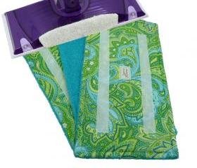 3 Reusable Wet Jet pads - Paisley Green with Teal Terry