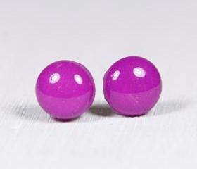 Violet Purple Stud Earrings - Polymer Clay Earrings - Small Posts Earring Jewellery