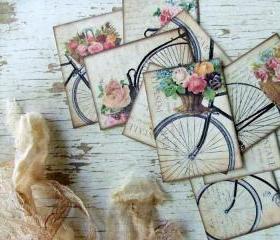 Vintage Inspired Shabby Chic Miniature French Bicycle Postcards - embellishments